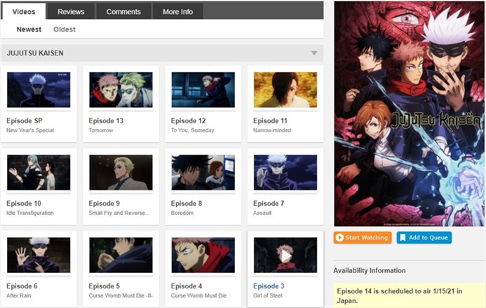 CrunchrollでJUJUTSUKAISEN